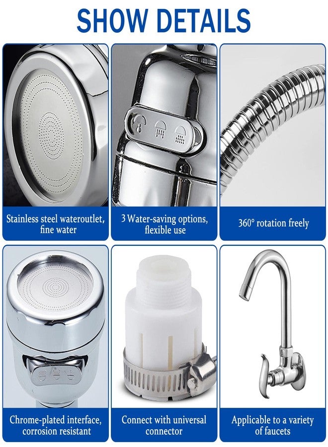 Leeonz Universal Faucet Bubbler, Tap Nozzle, Water Saving Filter, 360 Degree Swivel Faucet Adapter, Anti Splash Faucet Nozzle, Faucet Water Diffuser, Pressurized Faucet Filter, Kitchen Bathroom - Image 4